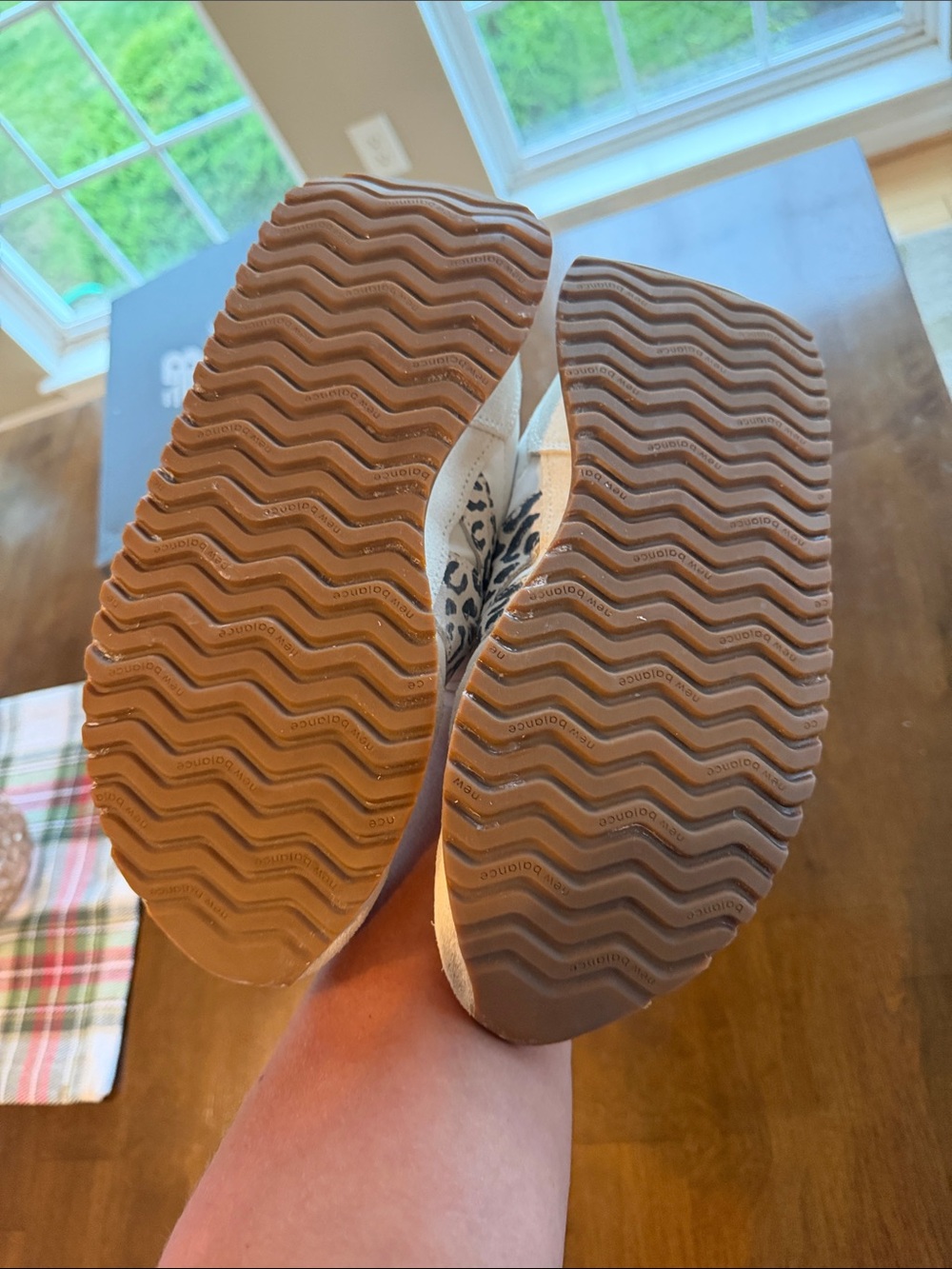 New Balance Women's White and Tan Leopard Accent Sneakers - Picture 6 of 10